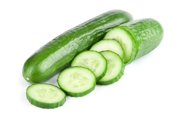 One is a sliced cucumber, and the other is a whole cucumber.